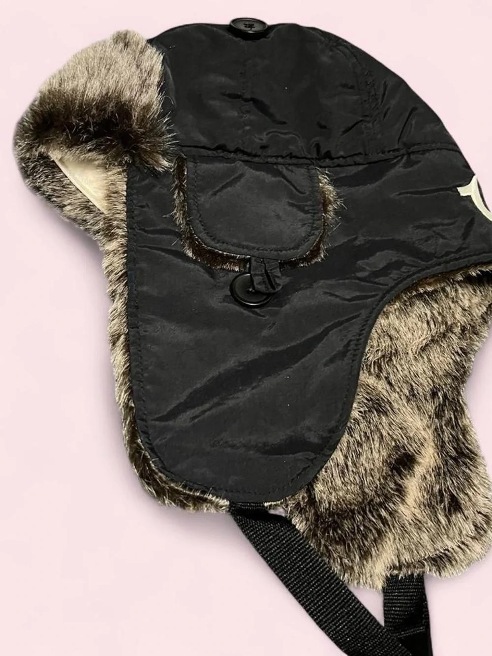 Unisex True Religion Black Faux-Fur Earflap Trapper Hat